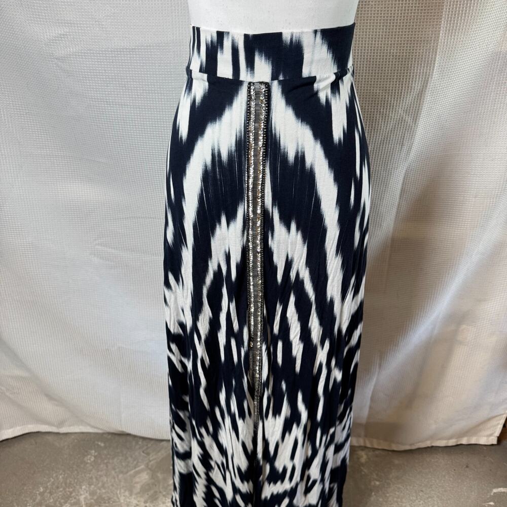 Maxi Skirt INC International Concepts Blue White Tie-Dye Womens Sz L Sequined